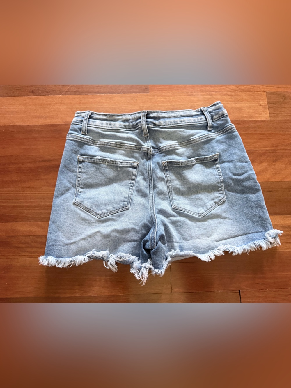 Zenana Outfitters Light Blue Distressed High-Rise Denim Shorts - Picture 2 of 4